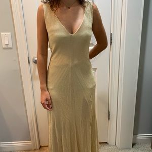 Gold shimmer full length maxi gown